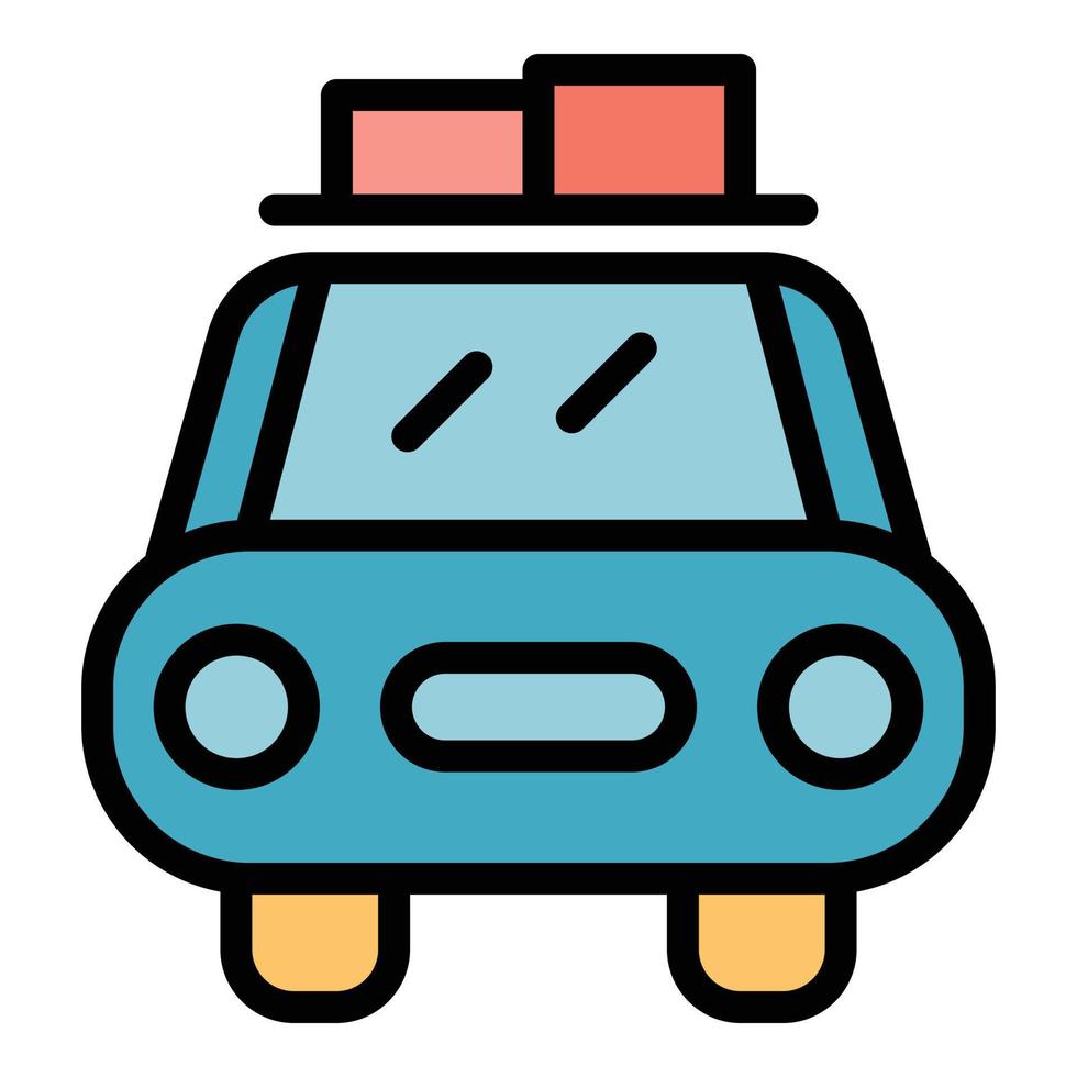 Front view car roof box icon color outline vector