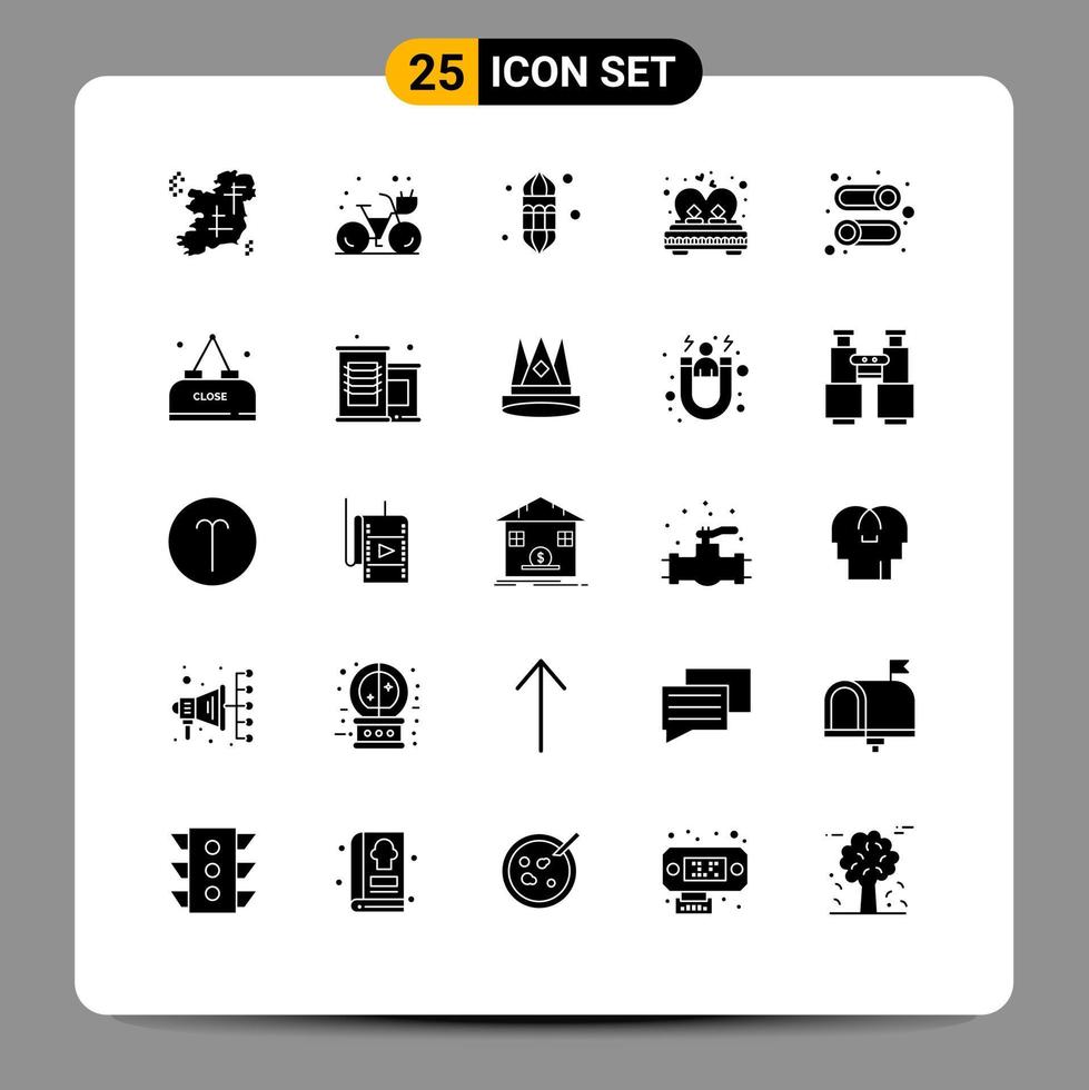 25 Creative Icons Modern Signs and Symbols of married couple summer bed lamp Editable Vector Design Elements