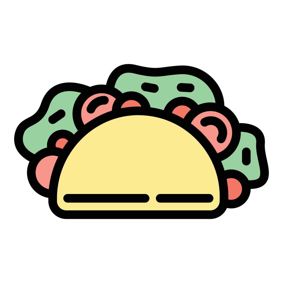 Beef taco icon color outline vector