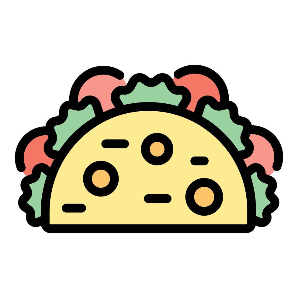 vector de contorno de color de icono de almuerzo de taco