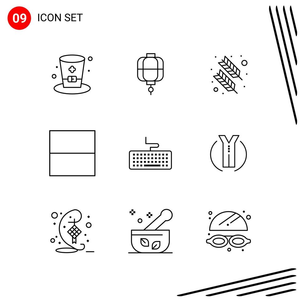 Collection of 9 Vector Icons in Line style Pixle Perfect Outline Symbols for Web and Mobile Line Icon Signs on White Background 9 Icons Creative Black Icon vector background