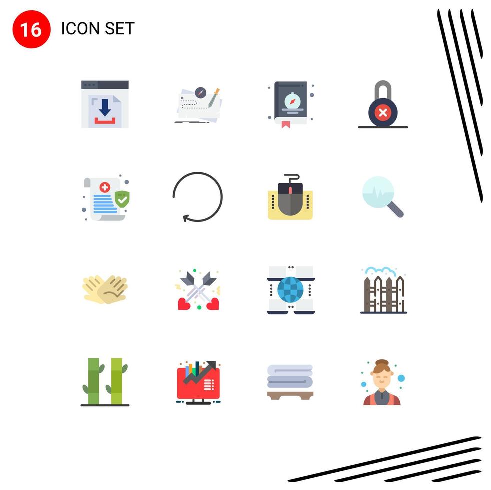 Set of 16 Modern UI Icons Symbols Signs for data protection role private camping Editable Pack of Creative Vector Design Elements