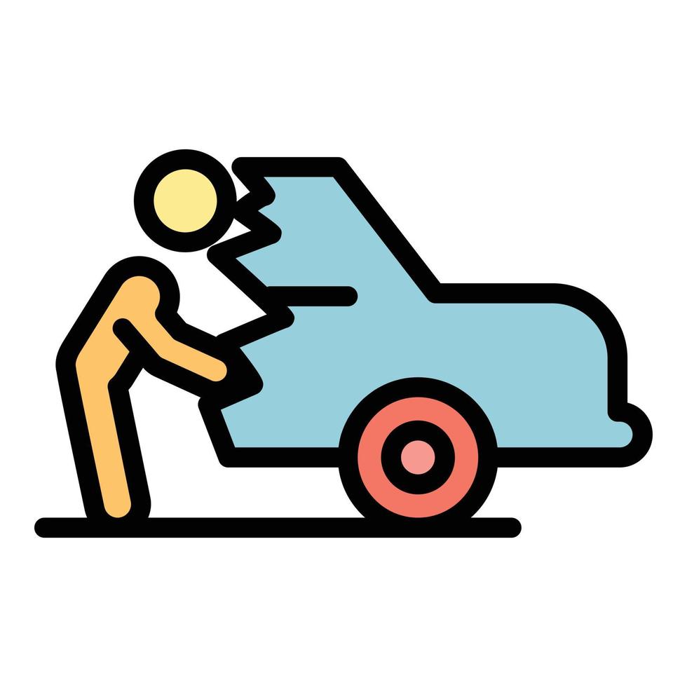 Careless person car broken icon color outline vector