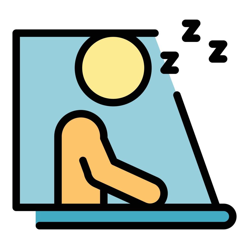 Careless sleeping driver icon color outline vector