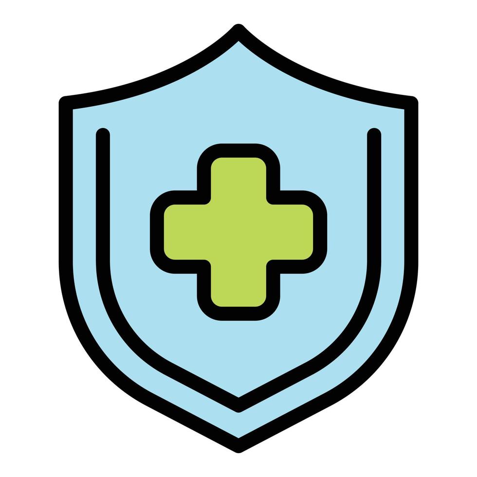 Shield health care icon color outline vector