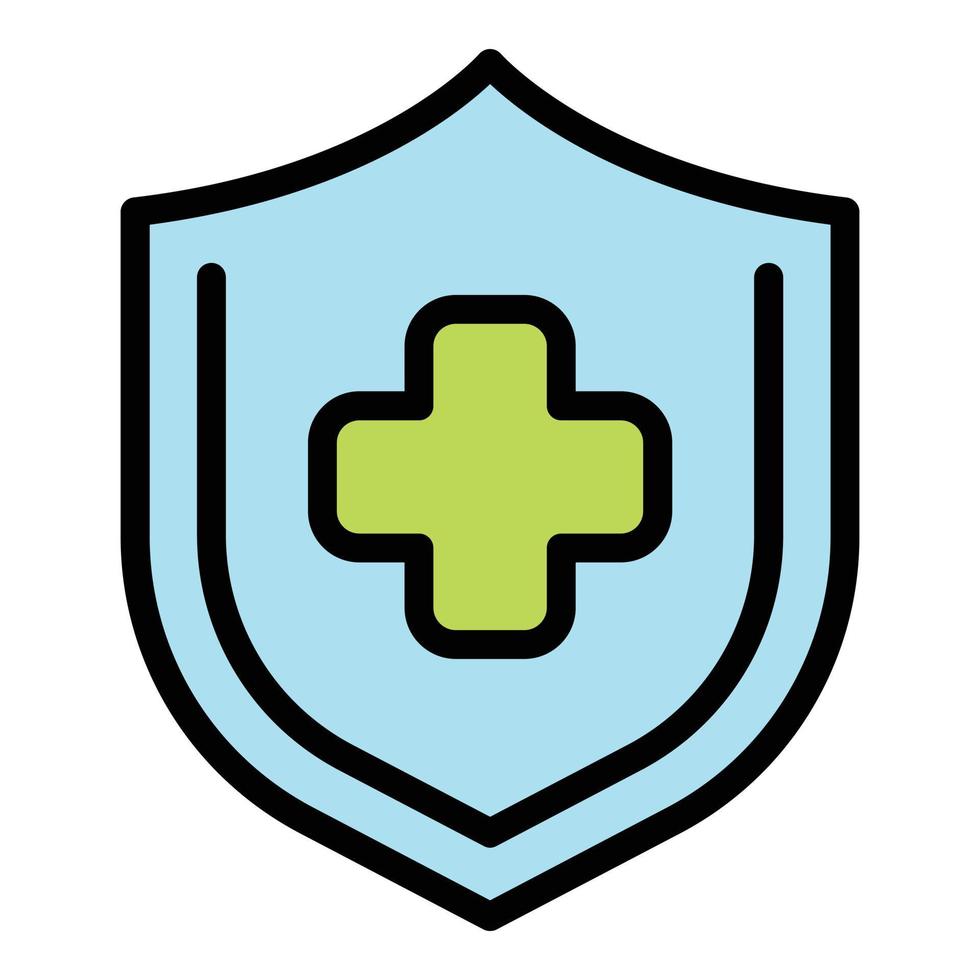 Shield health care icon color outline vector