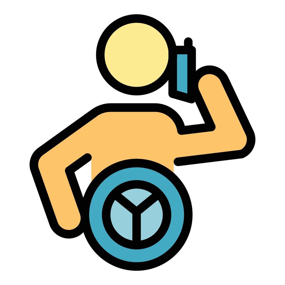 Careless driver phone talking icon color outline vector