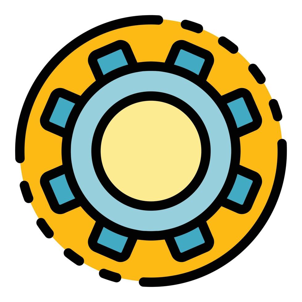 Gear kit interface icon color outline vector