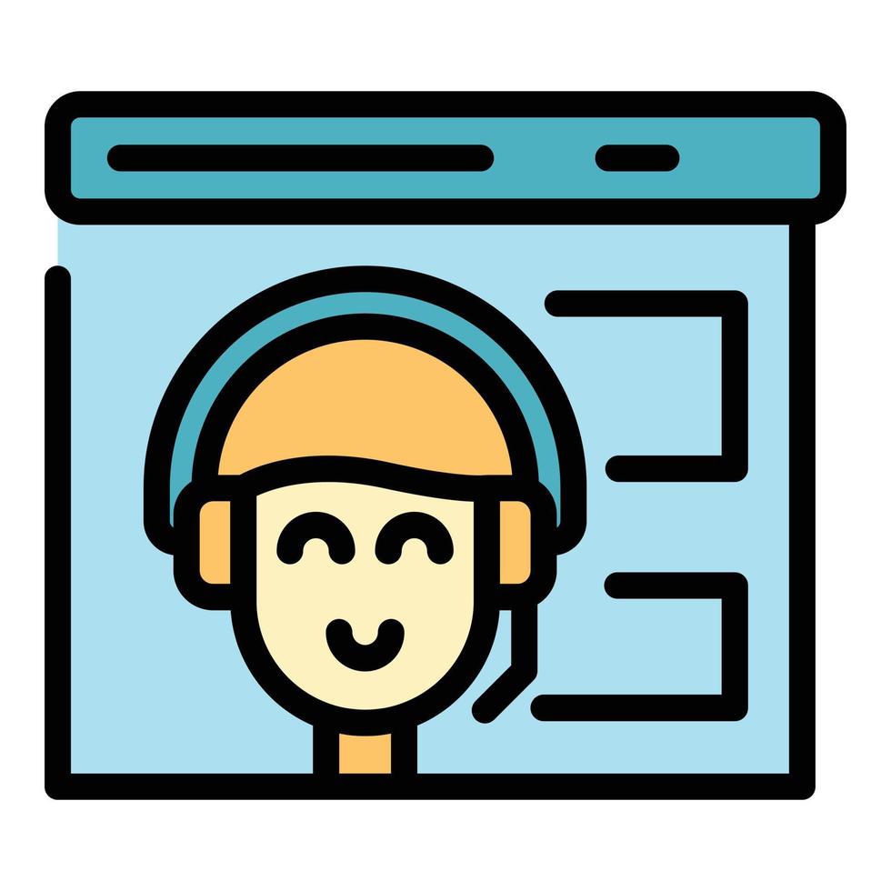 Contact team icon color outline vector
