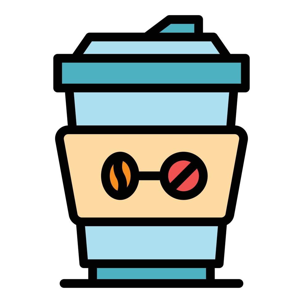 Plastic coffee glass icon color outline vector