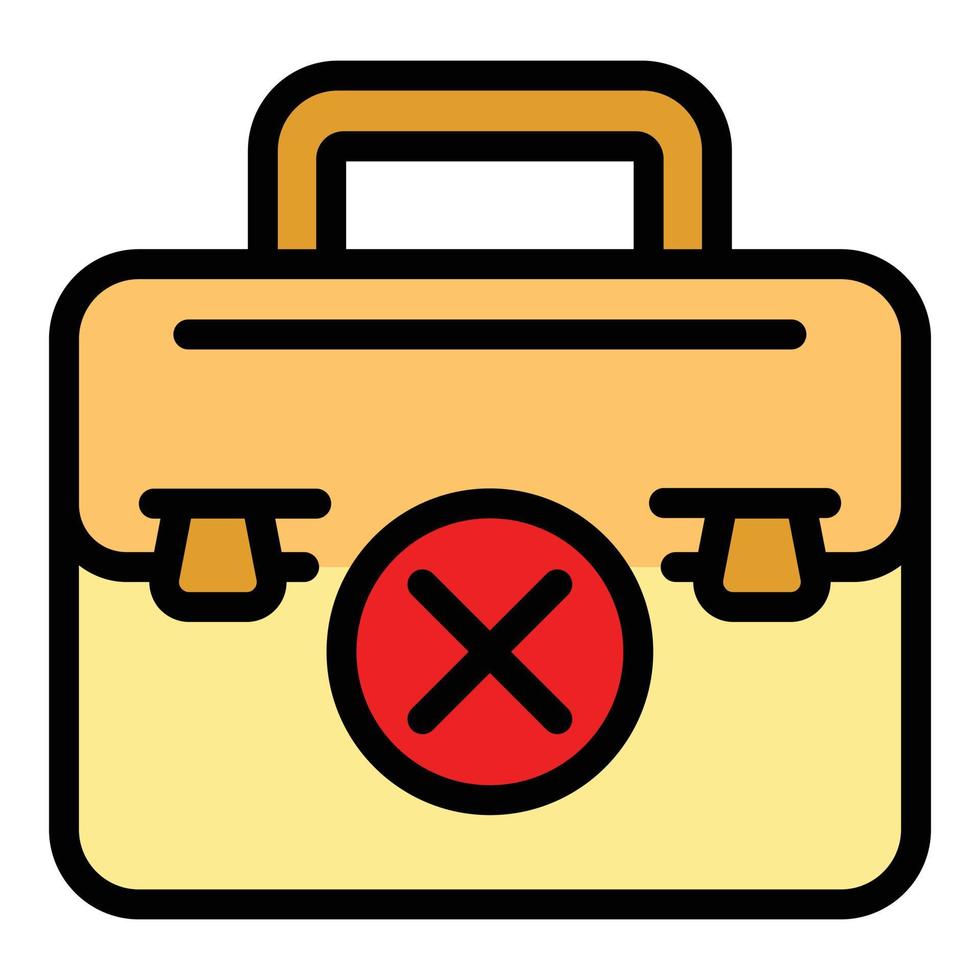 Broken briefcase icon color outline vector