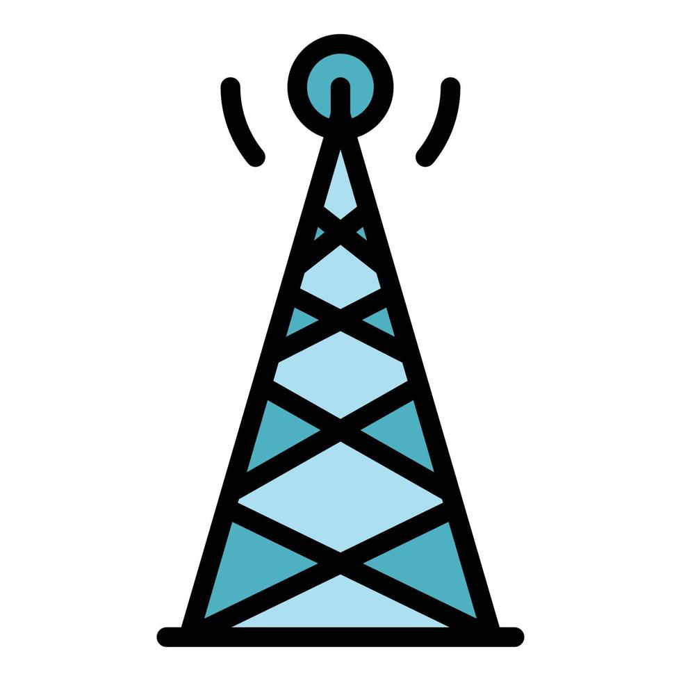 Signal tower icon color outline vector