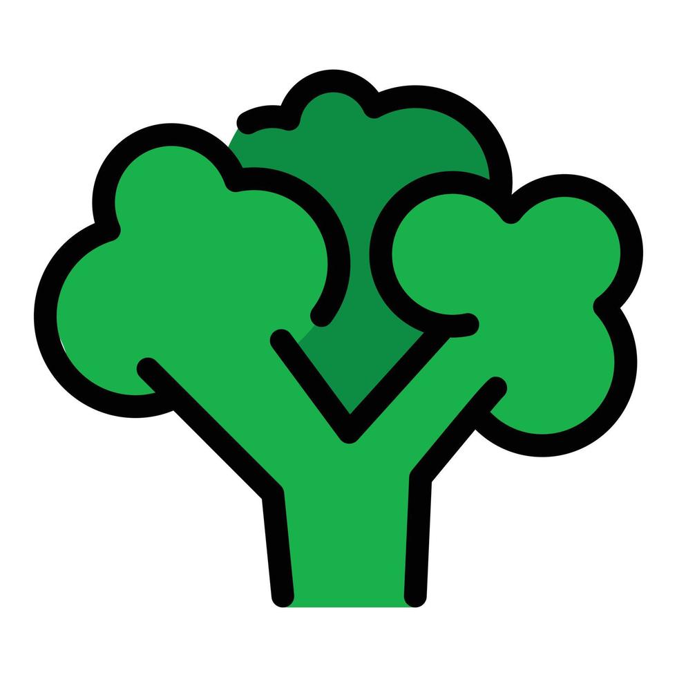 vector de contorno de color de icono de comida de brócoli