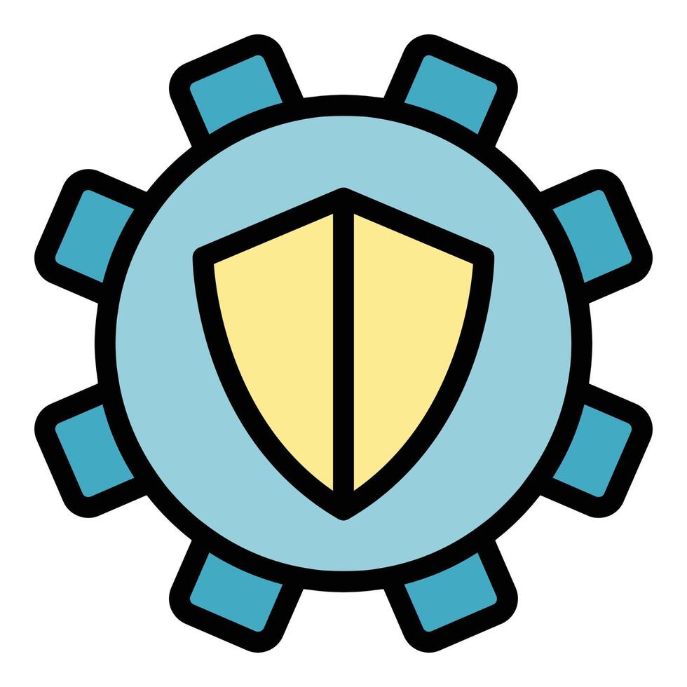 Secured gear interface icon color outline vector