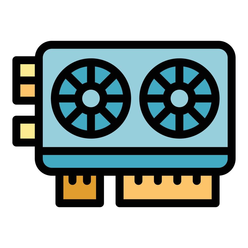 Blockchain video card icon color outline vector