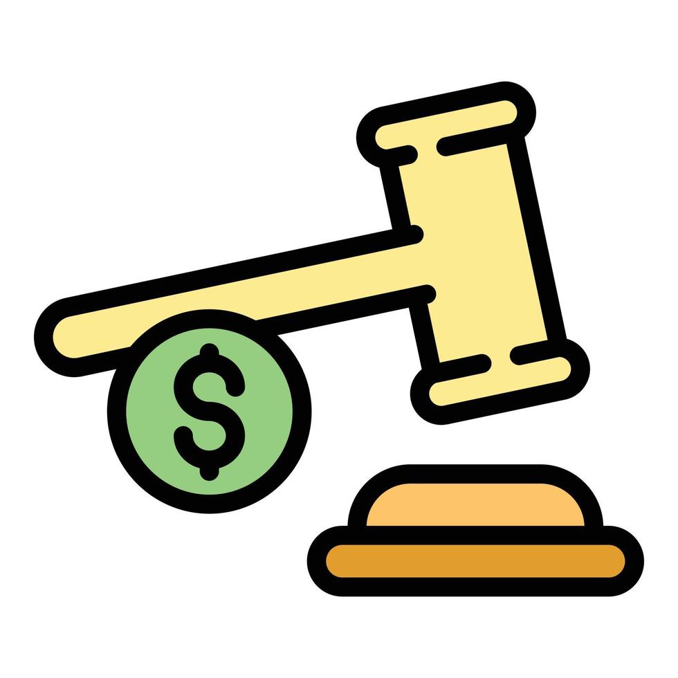 Judge gavel icon color outline vector