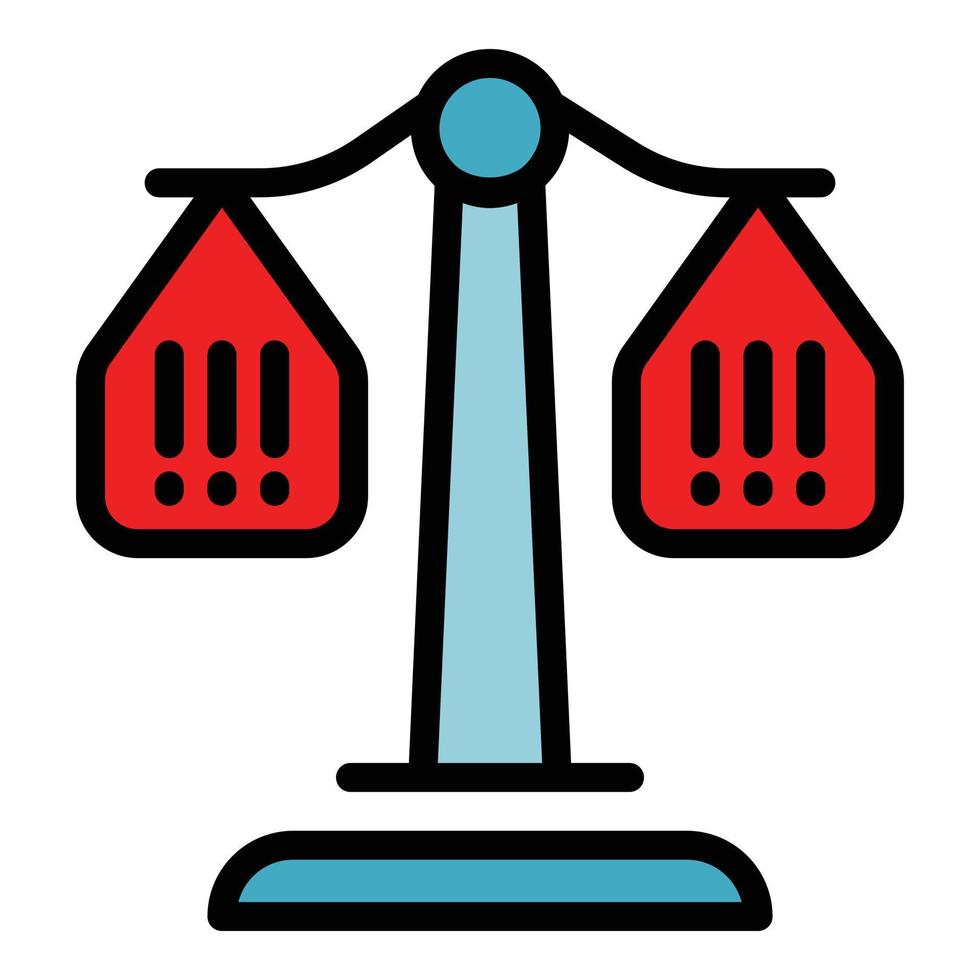 Judge balance icon color outline vector