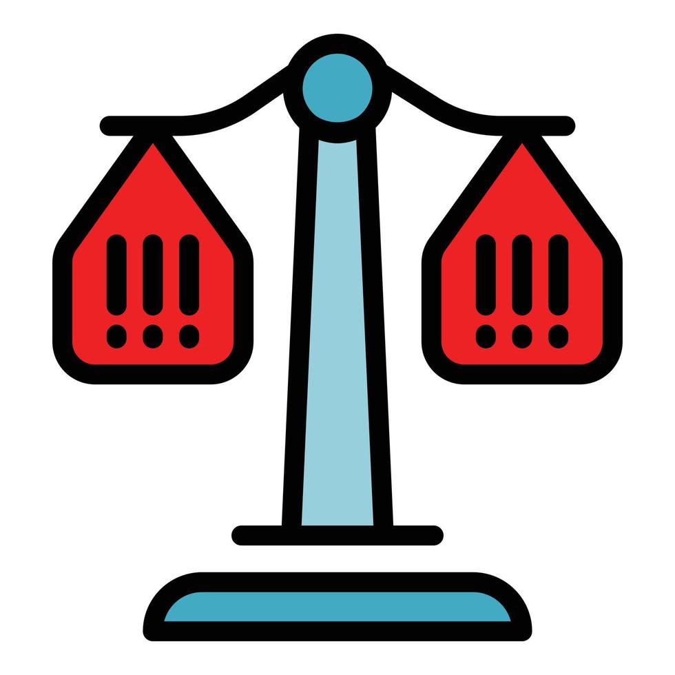 Judge balance icon color outline vector