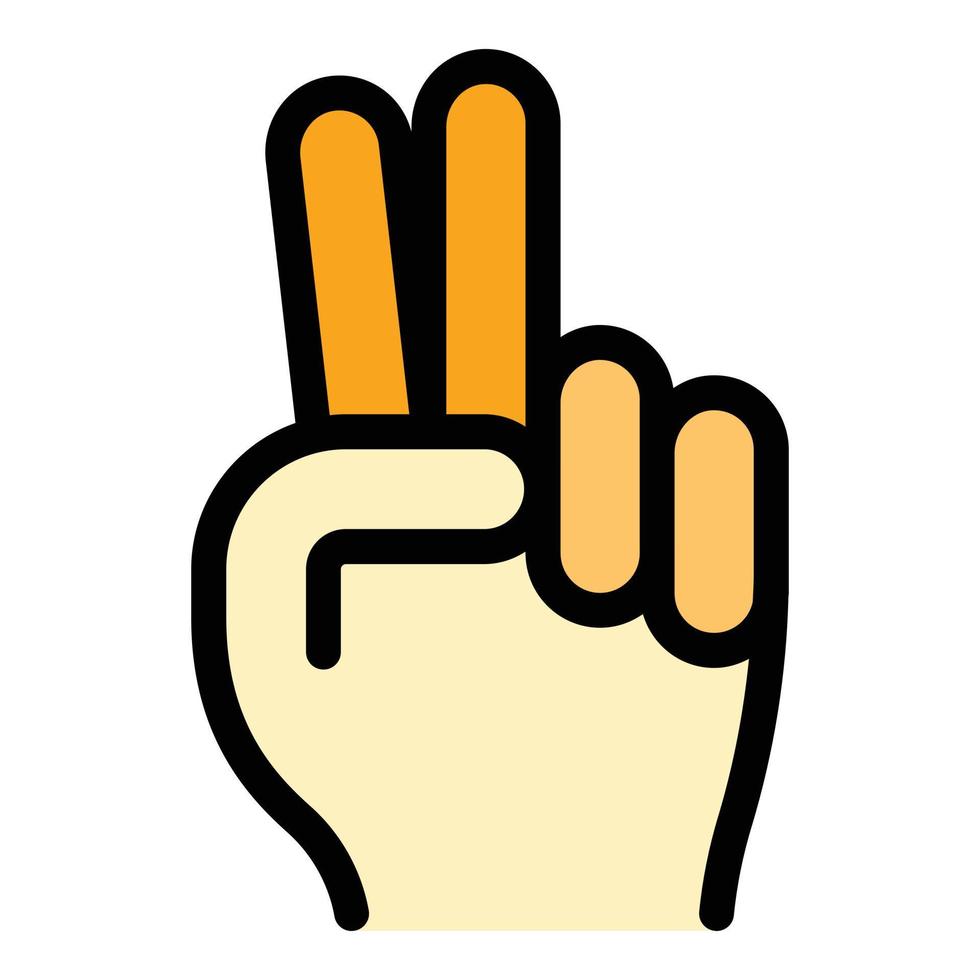 Hand gesture two minutes icon color outline vector