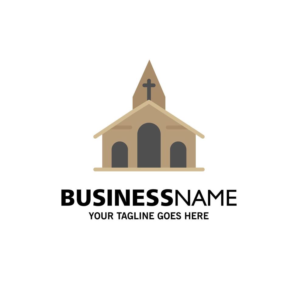 Building Christmas Church Spring Business Logo Template Flat Color vector