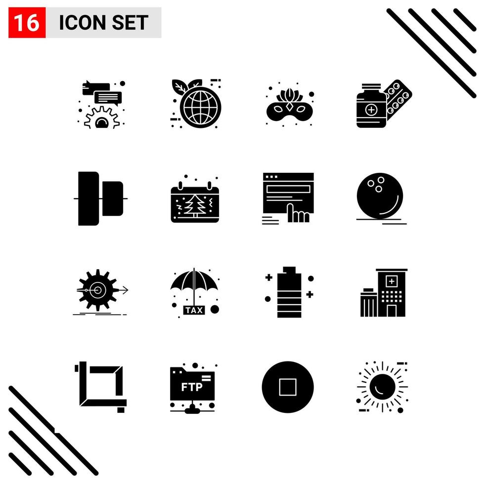 Pixle Perfect Set of 16 Solid Icons Glyph Icon Set for Webite Designing and Mobile Applications Interface Creative Black Icon vector background