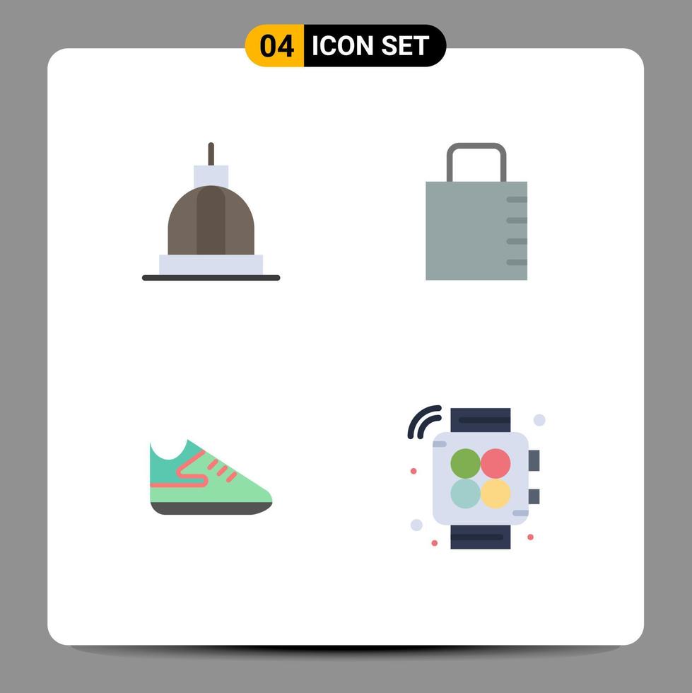 Pack of 4 Modern Flat Icons Signs and Symbols for Web Print Media such as architecture exercise capitol lock pad sports Editable Vector Design Elements