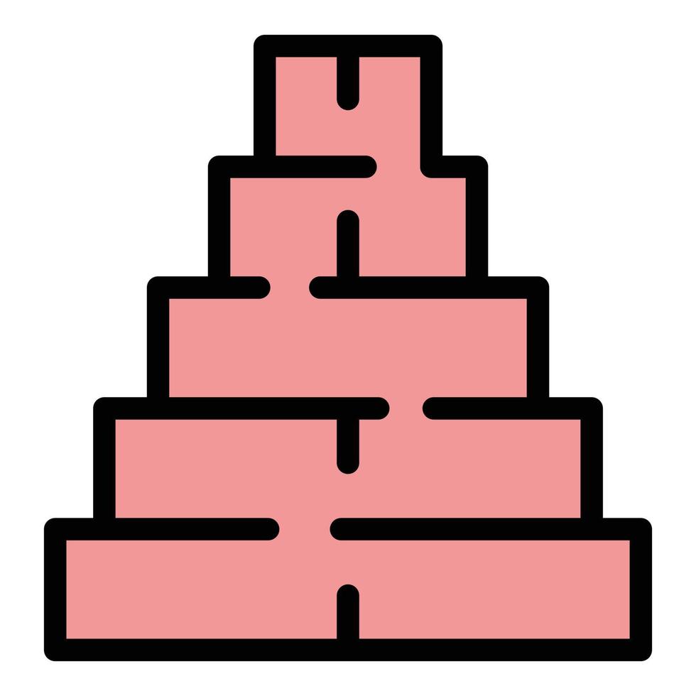 Maya pyramid icon color outline vector