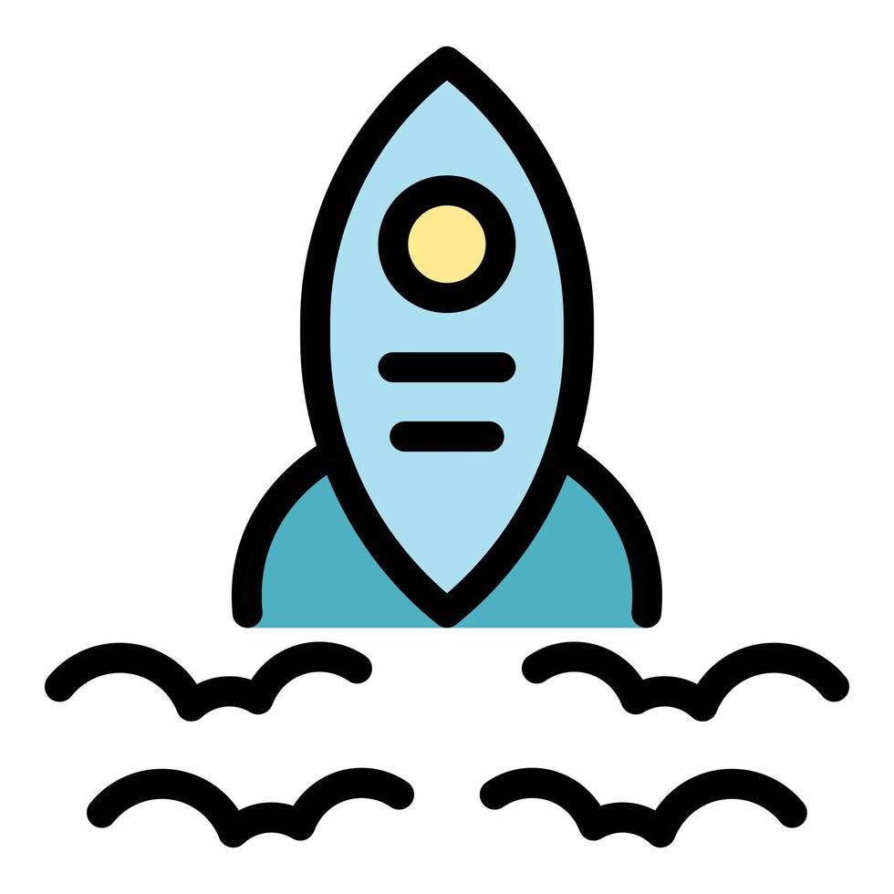 Rocket start icon color outline vector