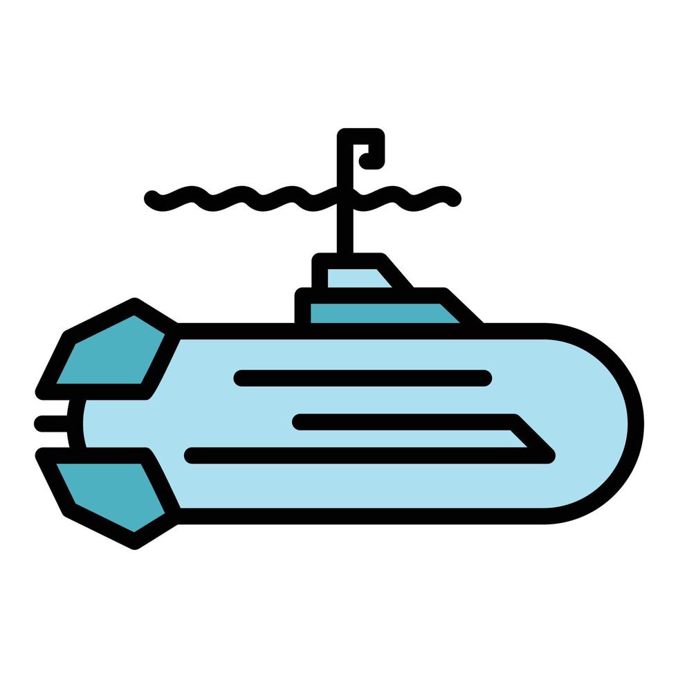 Submarine vessel icon color outline vector