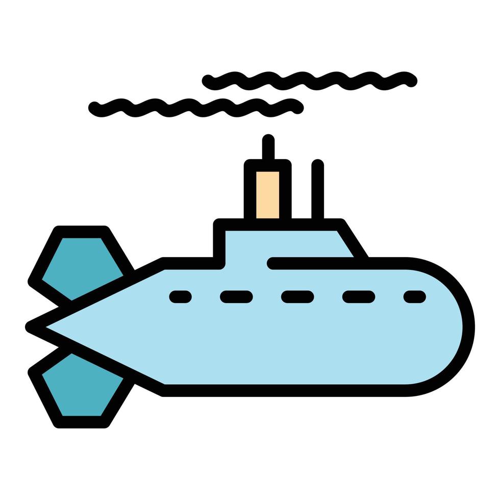 Fast submarine icon color outline vector