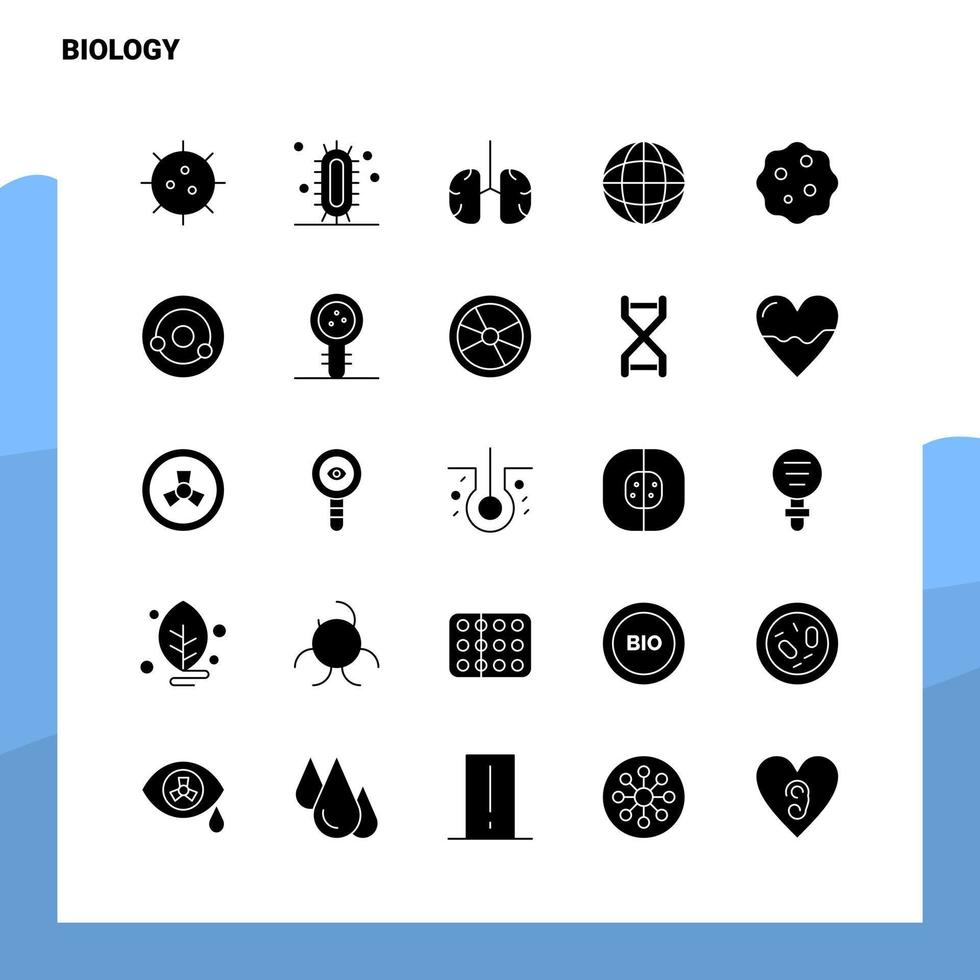 25 conjunto de iconos de biología plantilla de ilustración de vector de icono de glifo sólido para ideas web y móviles para empresa comercial