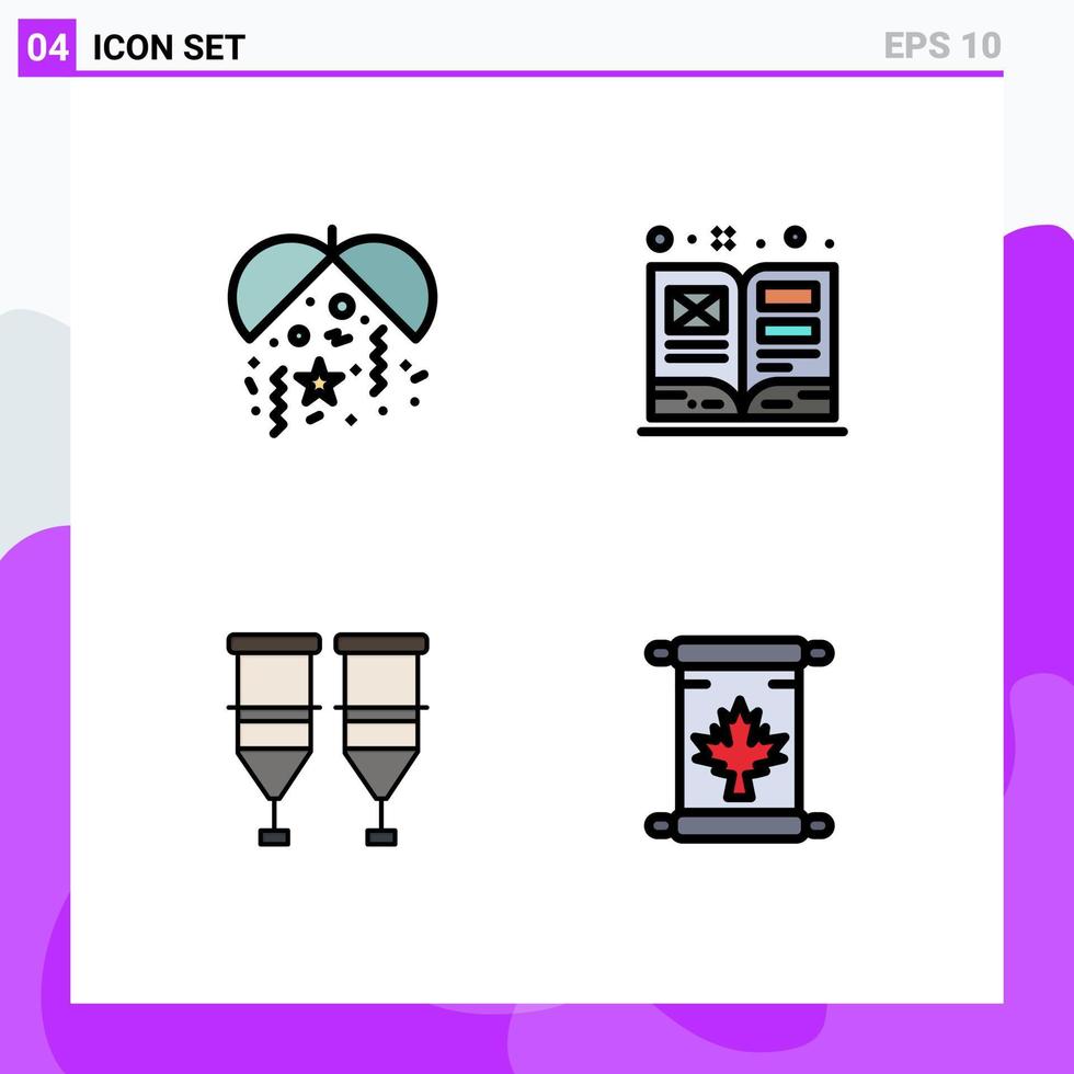 4 Creative Icons Modern Signs and Symbols of celebration medical art textbook transfusion Editable Vector Design Elements