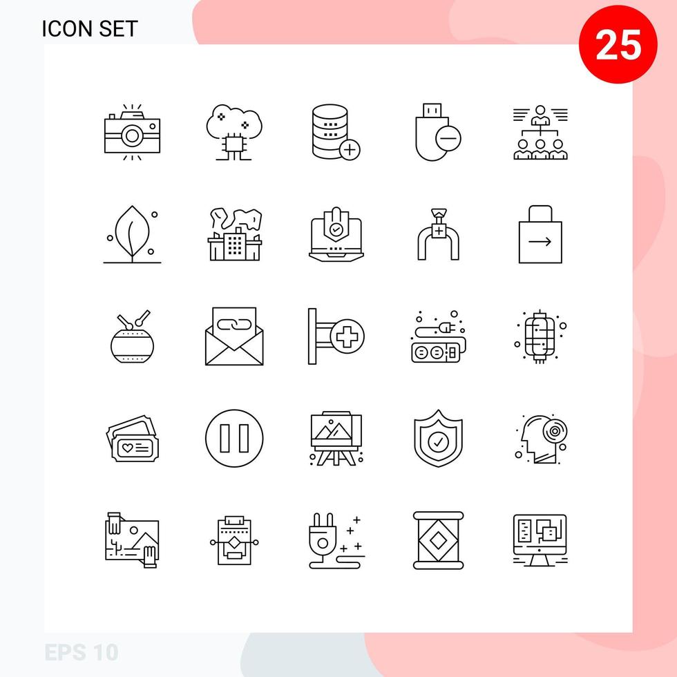 Set of 25 Vector Lines on Grid for hardware computers cloud server add sal Editable Vector Design Elements