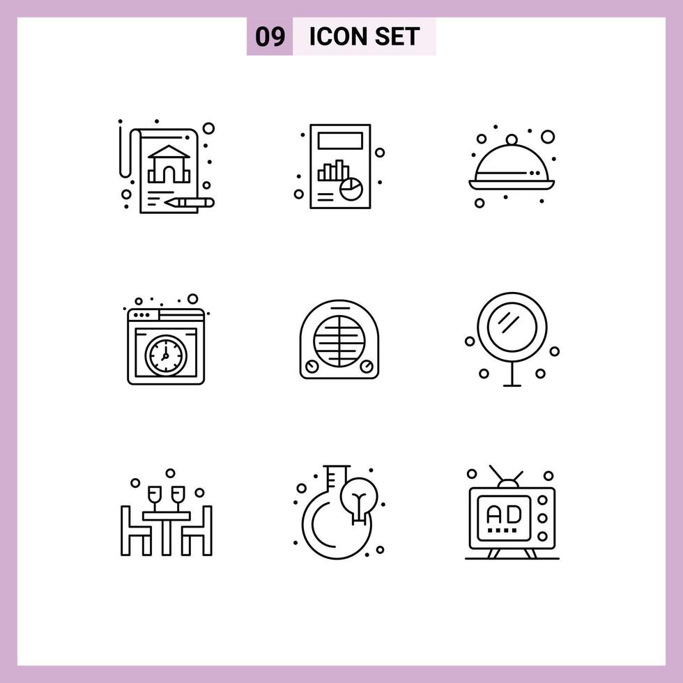 9 Thematic Vector Outlines and Editable Symbols of heating fan kitchen online hosting Editable Vector Design Elements