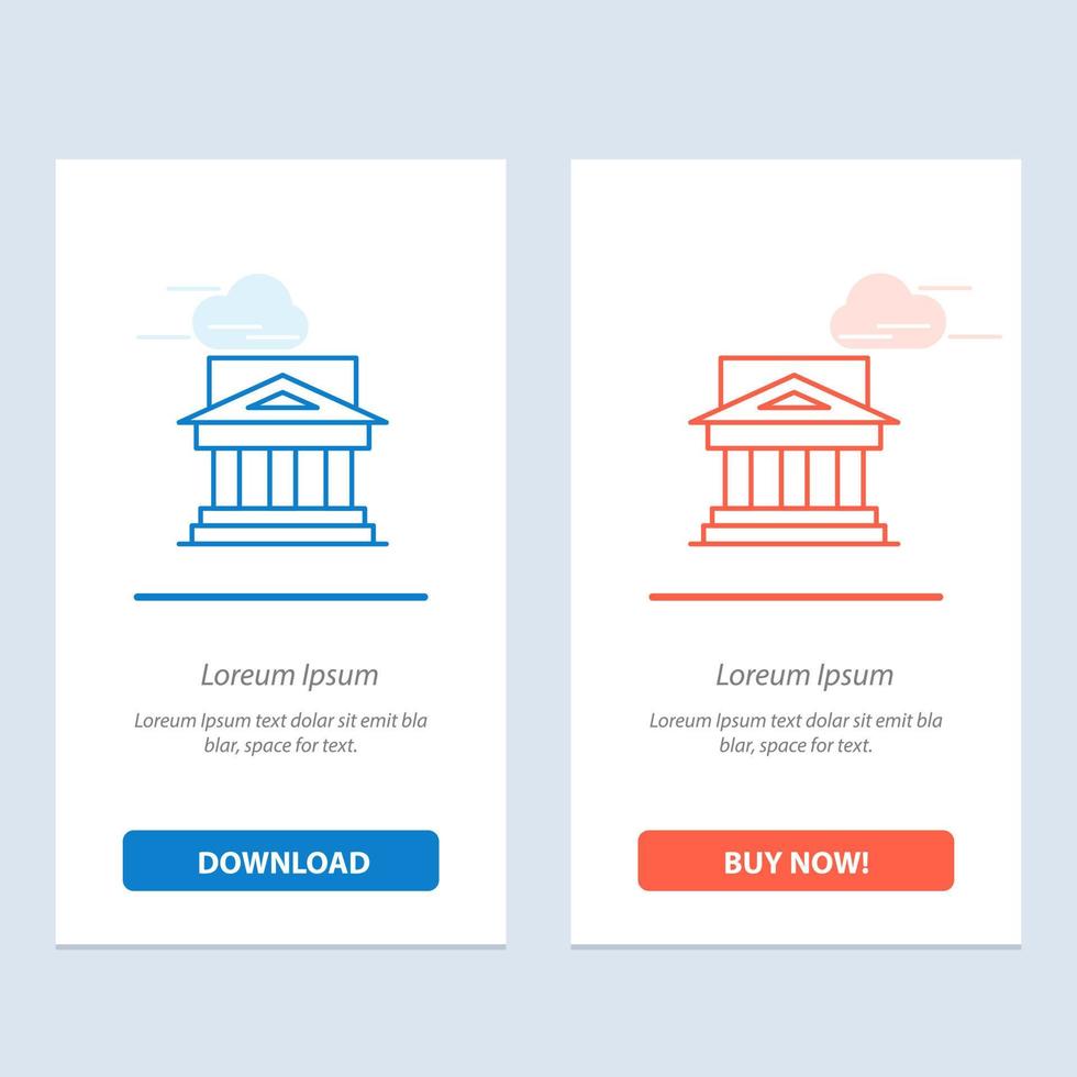 Bank Architecture Building Court Estate Government House Property  Blue and Red Download and Buy Now web Widget Card Template vector