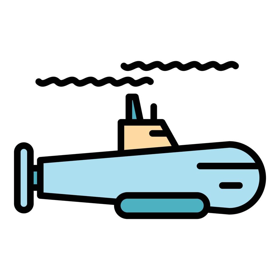 Submarine transport icon color outline vector