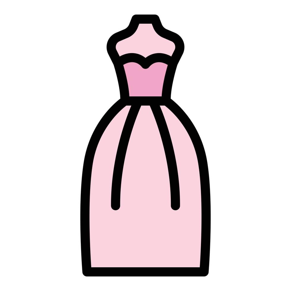 Wedding gown icon color outline vector