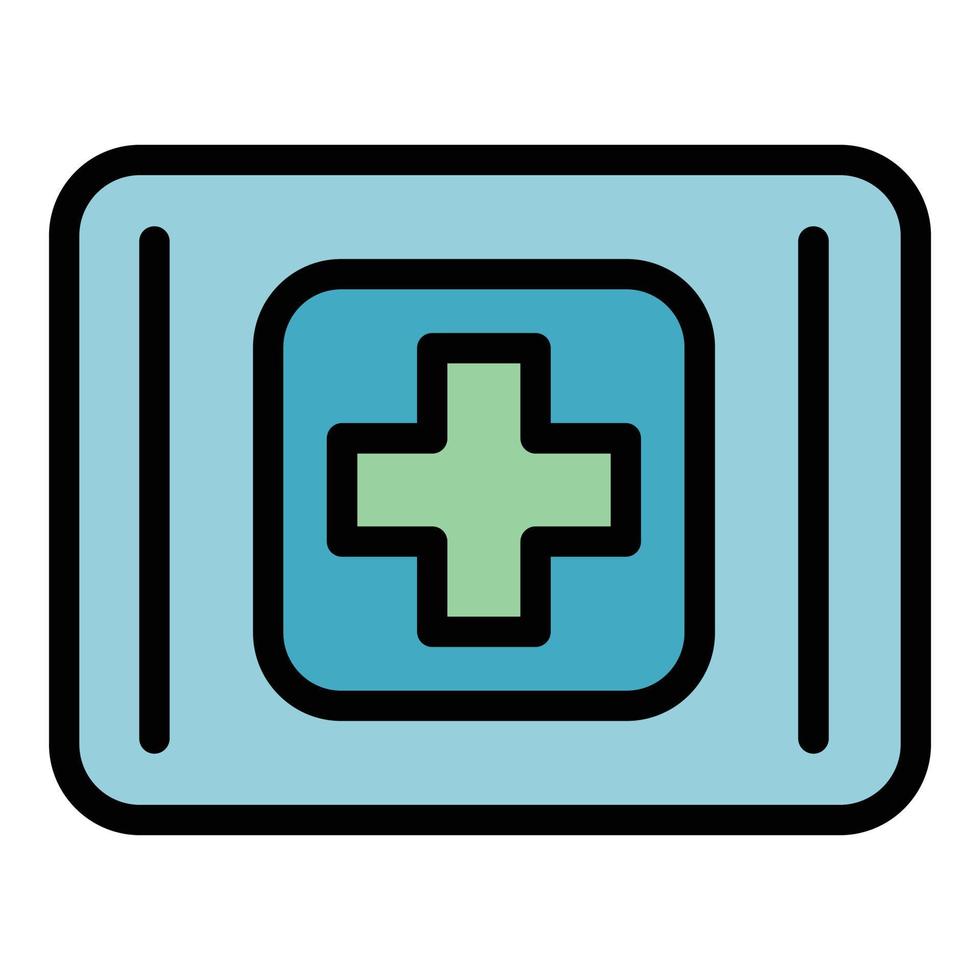 vector de contorno de color de icono de datos médicos en línea