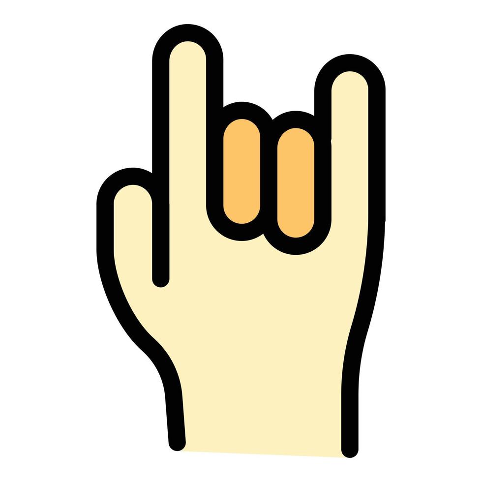 Hand gestures rock u icon color outline vector