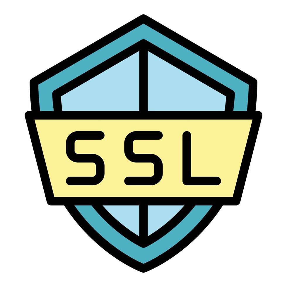 Ssl shield icon color outline vector