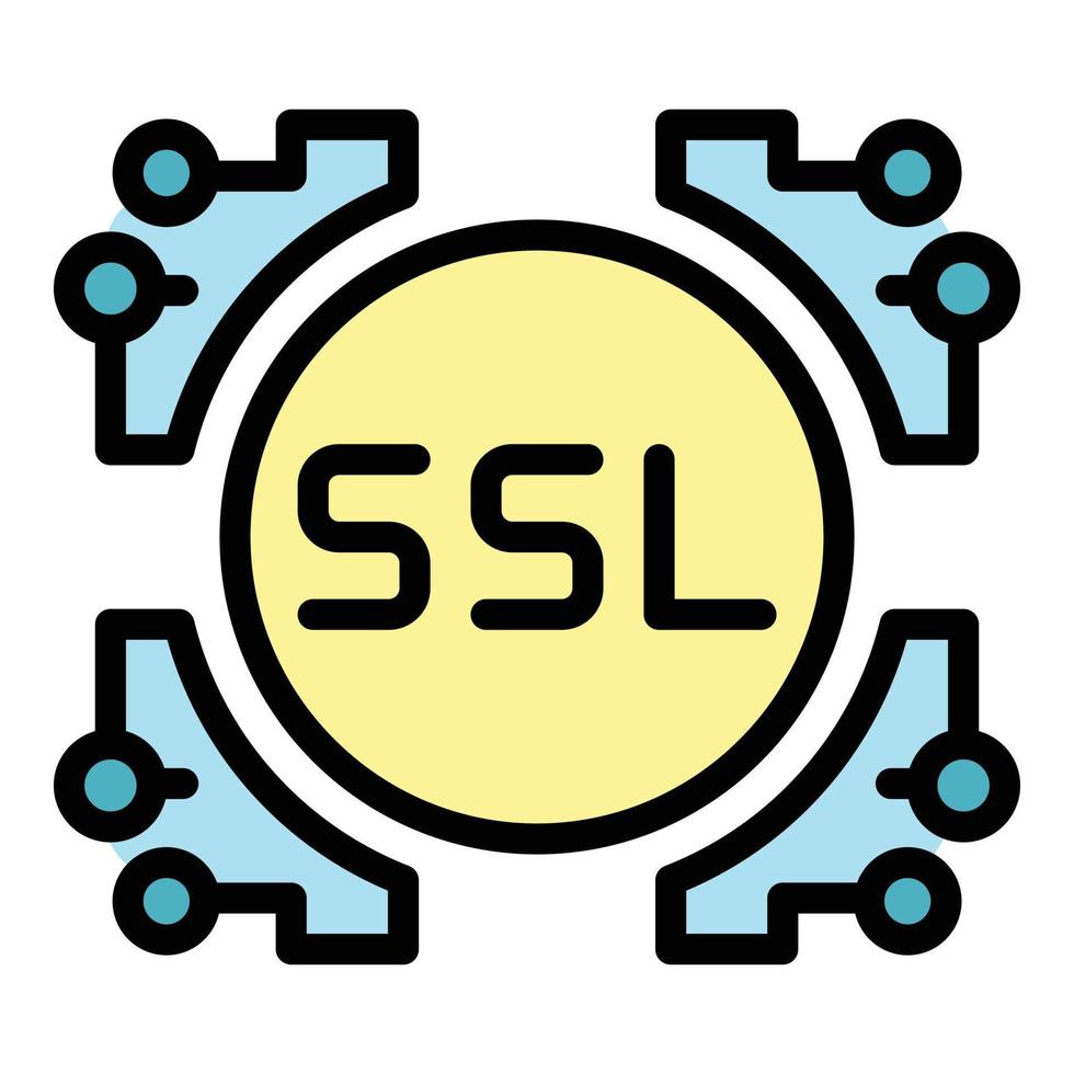 Ssl system icon color outline vector