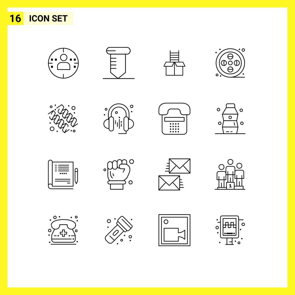 Group of 16 Modern Outlines Set for vitamin protein success diet arts Editable Vector Design Elements