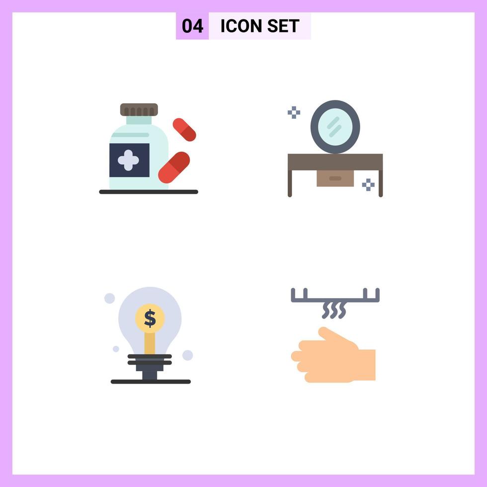 4 Flat Icon concept for Websites Mobile and Apps medical business beauty salon mirror lowboy table investing Editable Vector Design Elements