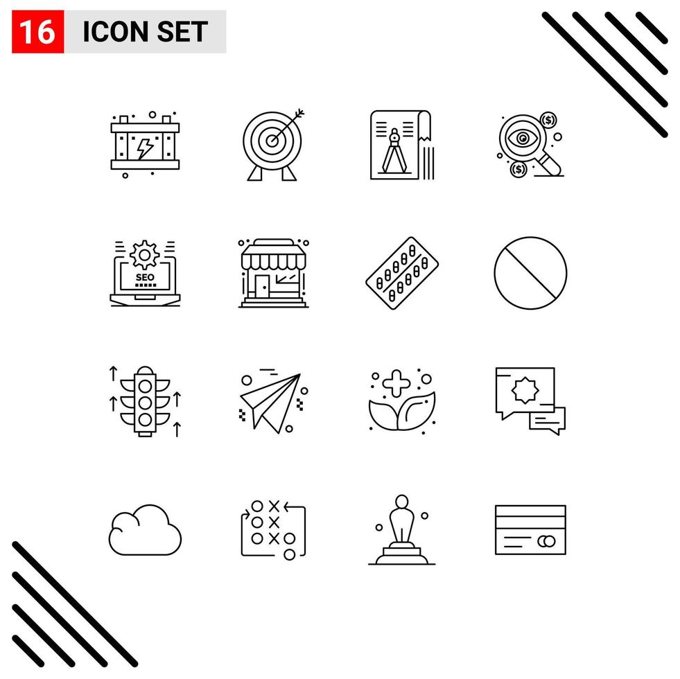 16 Creative Icons Modern Signs and Symbols of taxes dollar compass coin file Editable Vector Design Elements