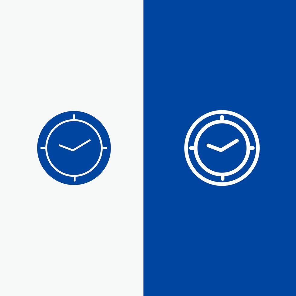 Watch Time Timer Clock Line and Glyph Solid icon Blue banner Line and Glyph Solid icon Blue banner vector