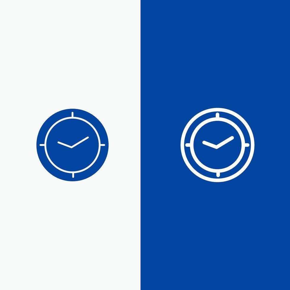 reloj temporizador línea de reloj y glifo icono sólido banner azul línea y glifo icono sólido banner azul vector