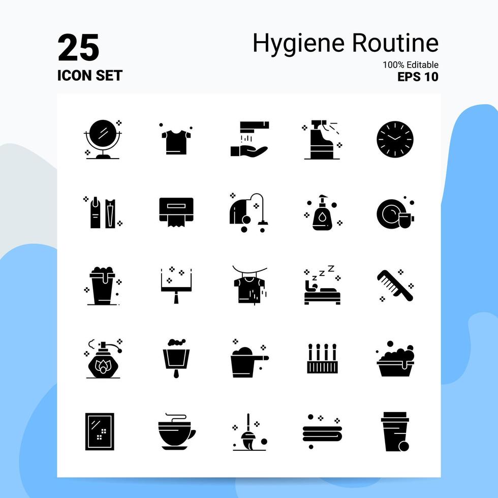 25 Hygiene Routine Icon Set 100 Editable EPS 10 Files Business Logo Concept Ideas Solid Glyph icon design vector
