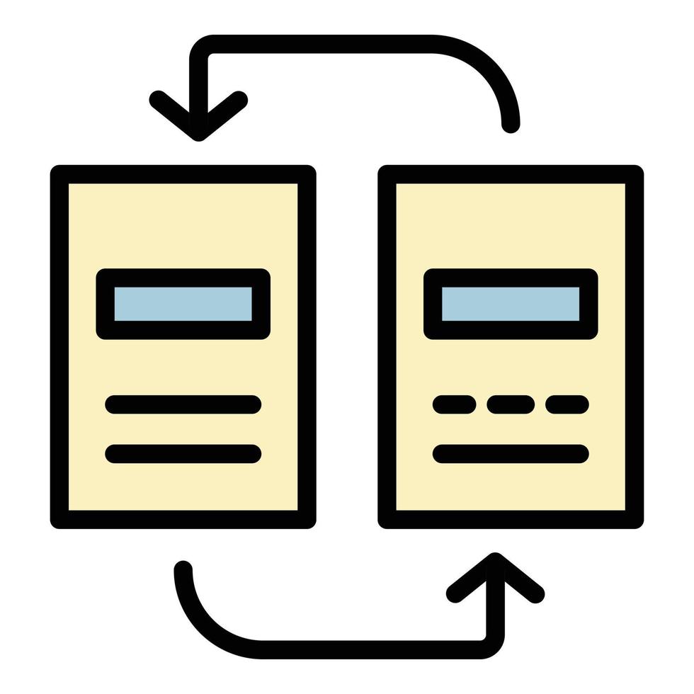 Reorganization of documents icon color outline vector