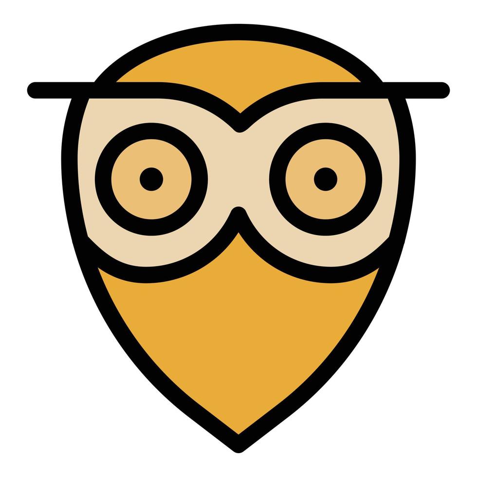 Owl head with big eyes icon color outline vector