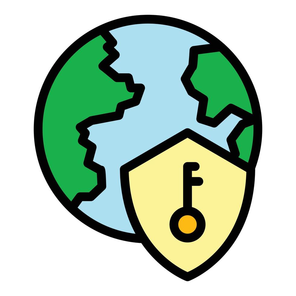 Global ssl security icon color outline vector